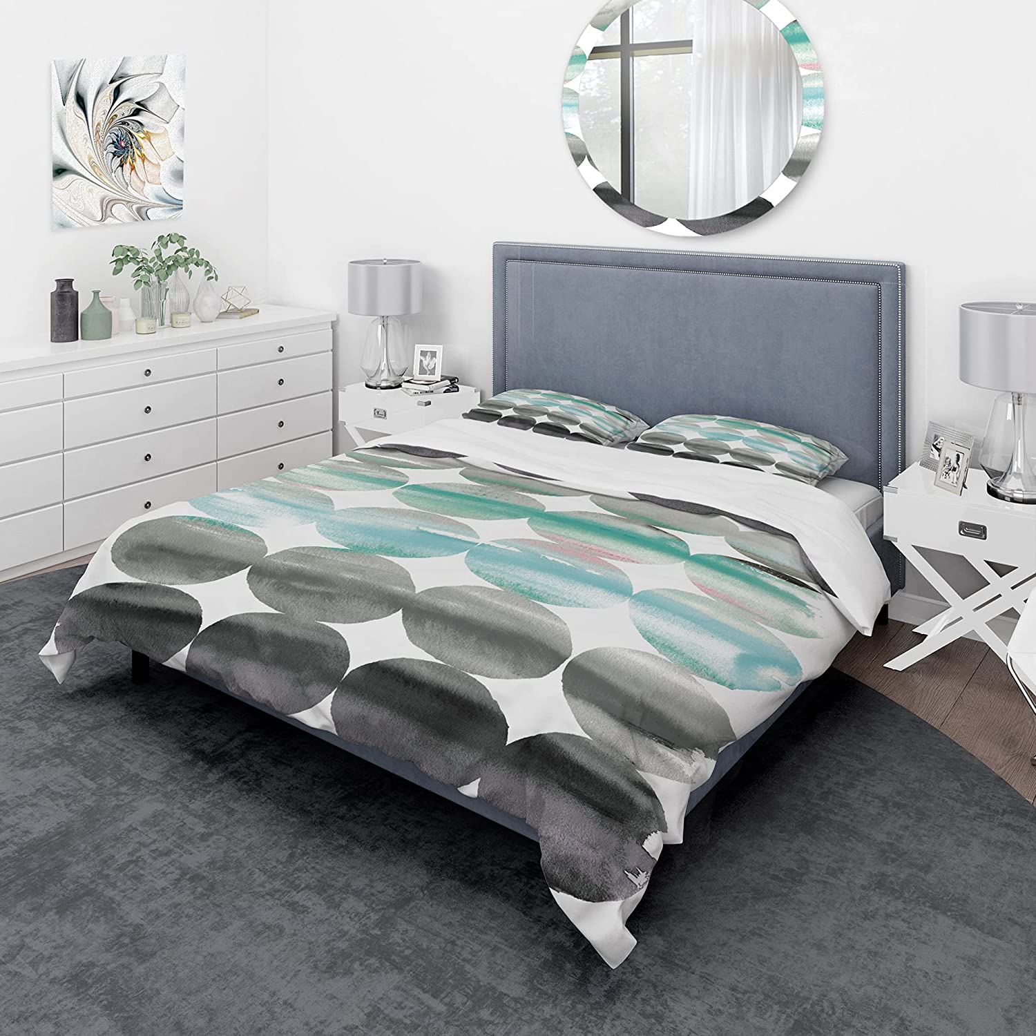 Price:$120.04 'Geometric Neutral Glue Circles' Geometric Duvet Cover Set : Home & Kitchen