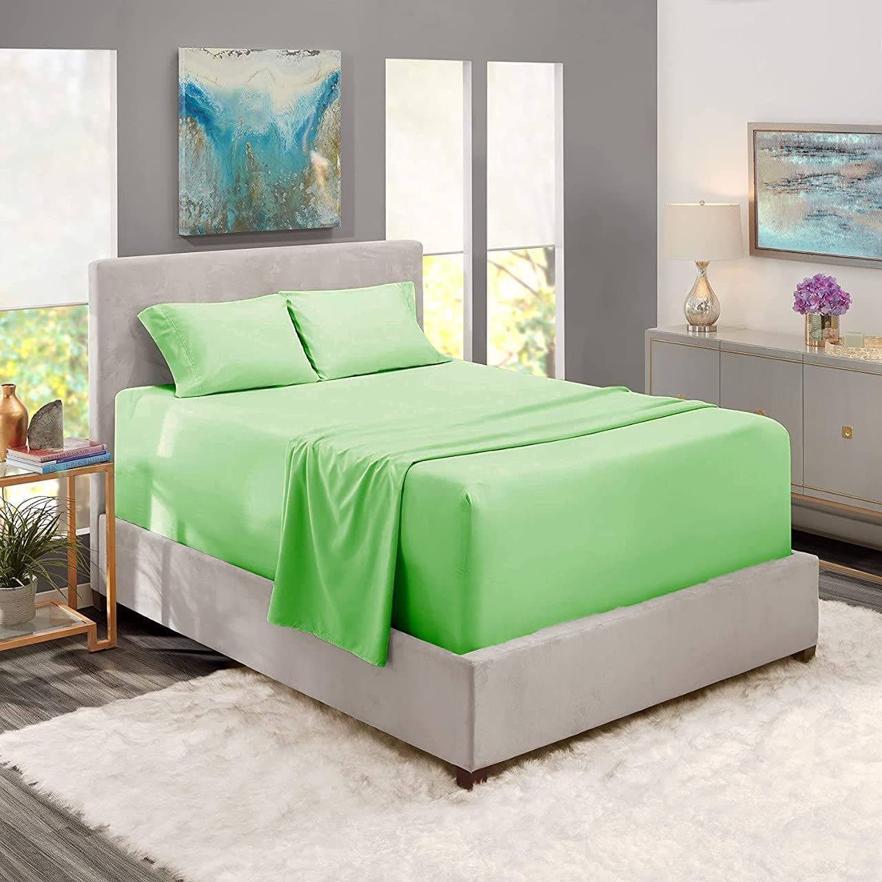 Price:$63.90 Size Sheet Set - 4 Piece - 100% Cotton Hotel Luxury Bed Sheets - Extra Soft - 18"–24" Deep Pocket Fitted Sheets - Breathable & Cooling Sheets - 800 Thread Count - Sage Bed Sheets : Home & Kitchen