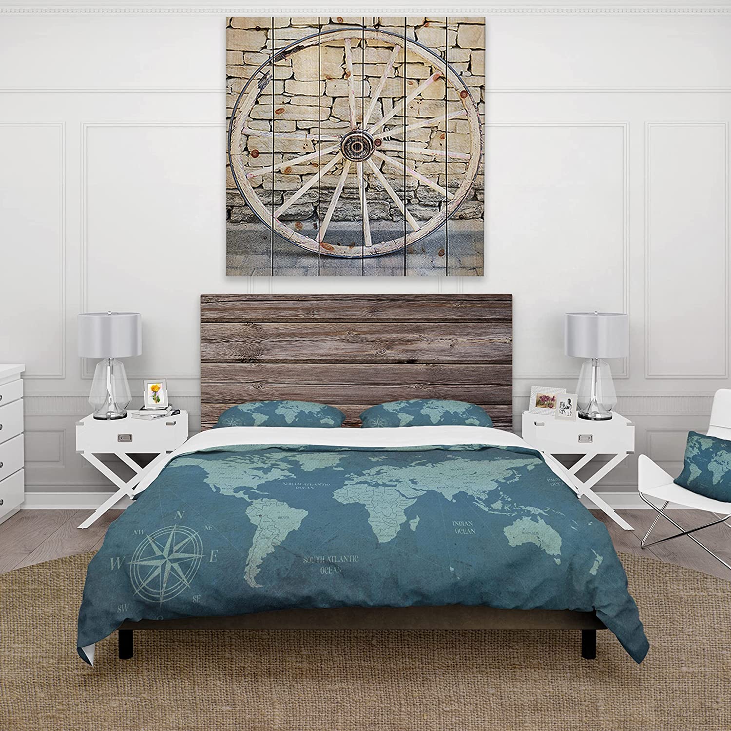 Price:$85.76 'Slate World Map II' Traditional Duvet Cover Set : Home & Kitchen