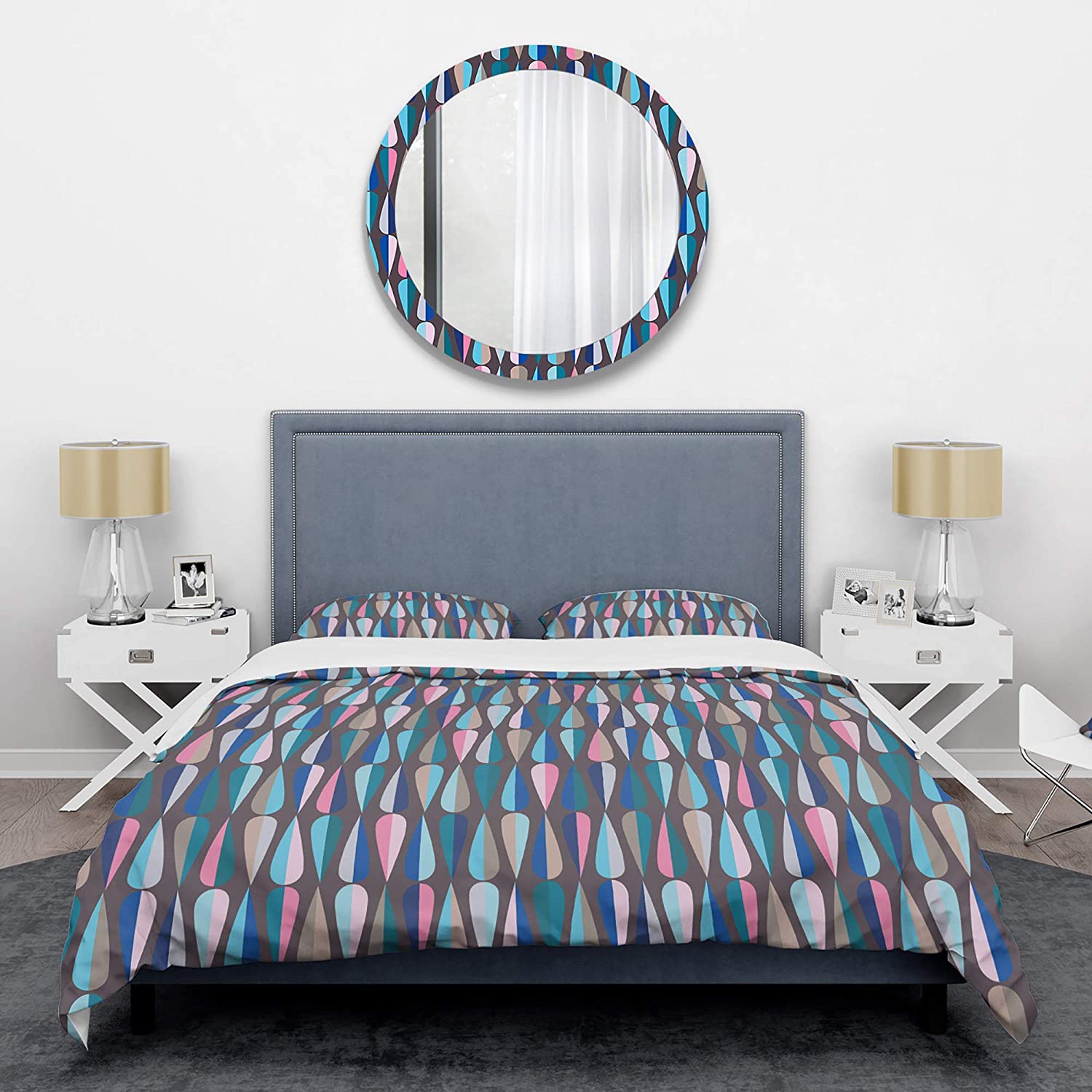 Price:$109.82 'Retro Abstract Drops VIII' Mid-Century Modern Duvet Cover Set : Home & Kitchen