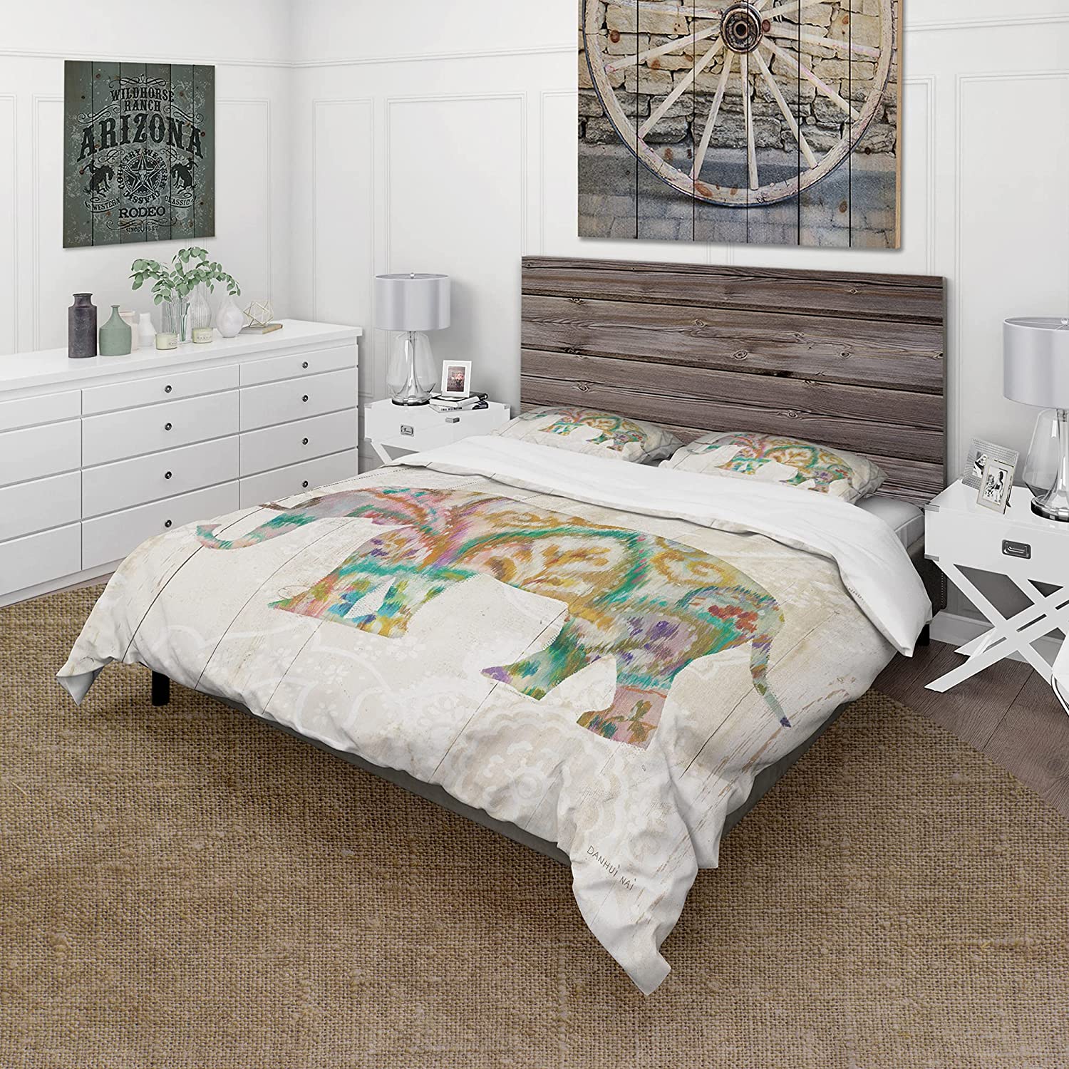 Price:$85.76 'Boho Paisley Elephant II VII' Traditional Duvet Cover Set : Home & Kitchen
