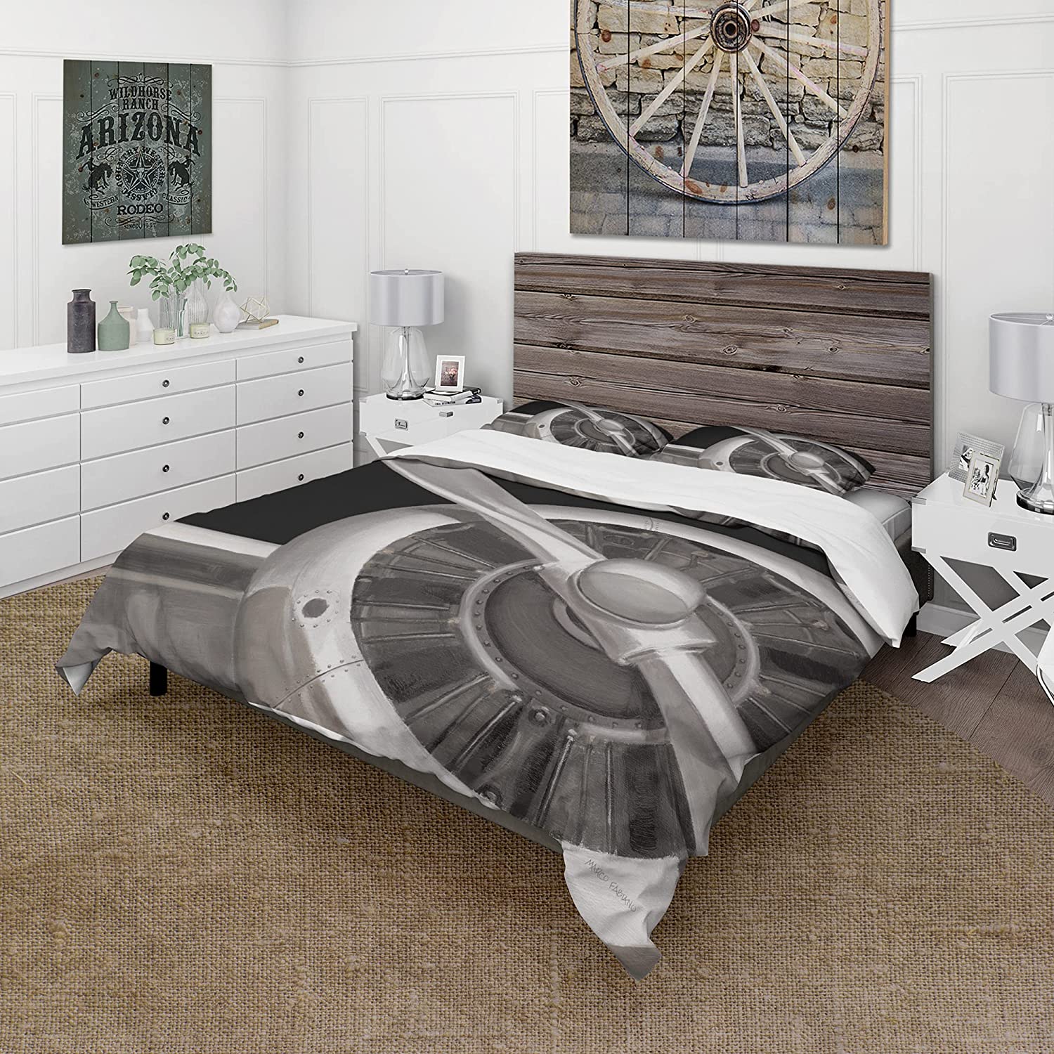 Price:$120.04 'Travel by Air Grey Plane' Traditional Duvet Cover Set : Home & Kitchen