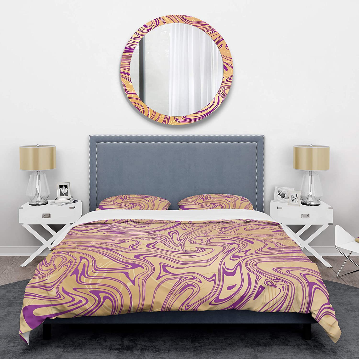 Price:$109.78 'Golden Marble Design V' Mid-Century Modern Duvet Cover Set : Home & Kitchen
