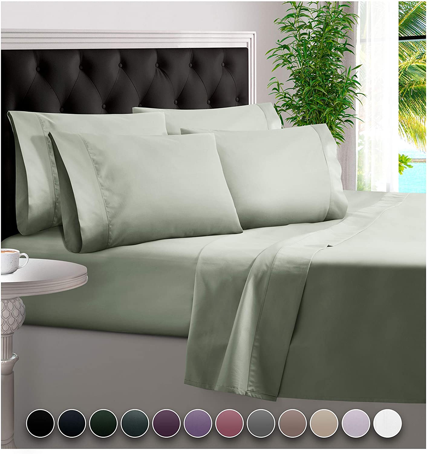 Price:$99.99 Piece Bamboo Sheets 100% Organic Bamboo Sheets Bamboo Bed Sheets Cooling Sheets Deep Pocket Bed Sheets King Size, Seaglass : Everything Else