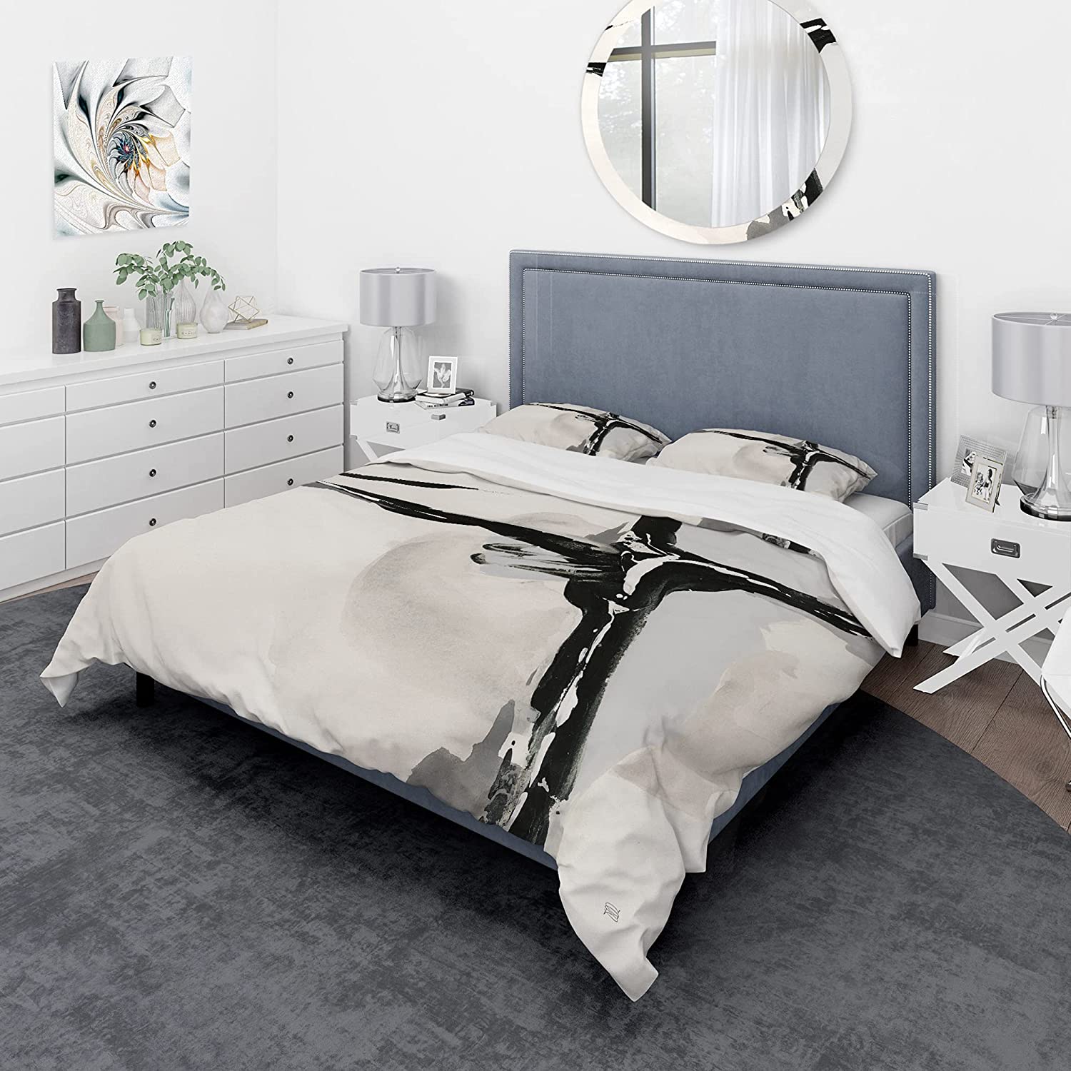 Price:$109.78 'Abstract Neutral II' Geometric Duvet Cover Set : Home & Kitchen