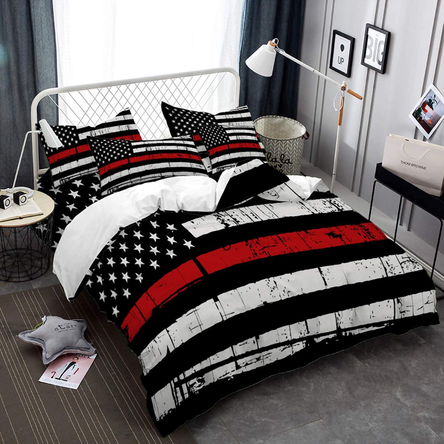 Price:$35.99 Flag Duvet Cover Twin Size Independence Day Bedding Cover Colorful Red Black White Stripe Quilt Cover 3D Printed Zipper Closure 2 Pcs Bedding Set (NO Comforter) : Home & Kitchen