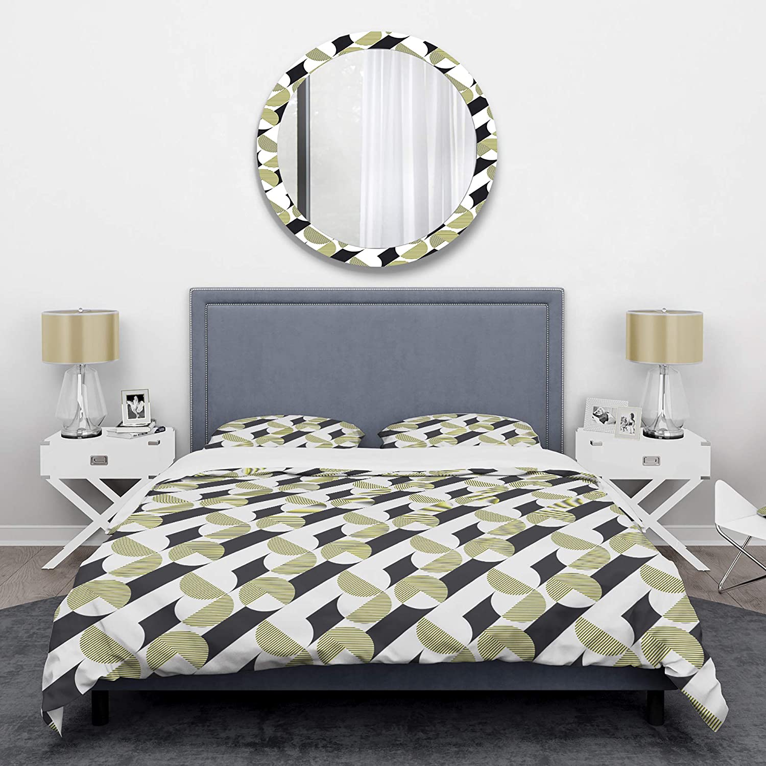 Price:$120.04 'Circular Abstract Retro Geometric II' Mid-Century Modern Duvet Cover Set : Home & Kitchen