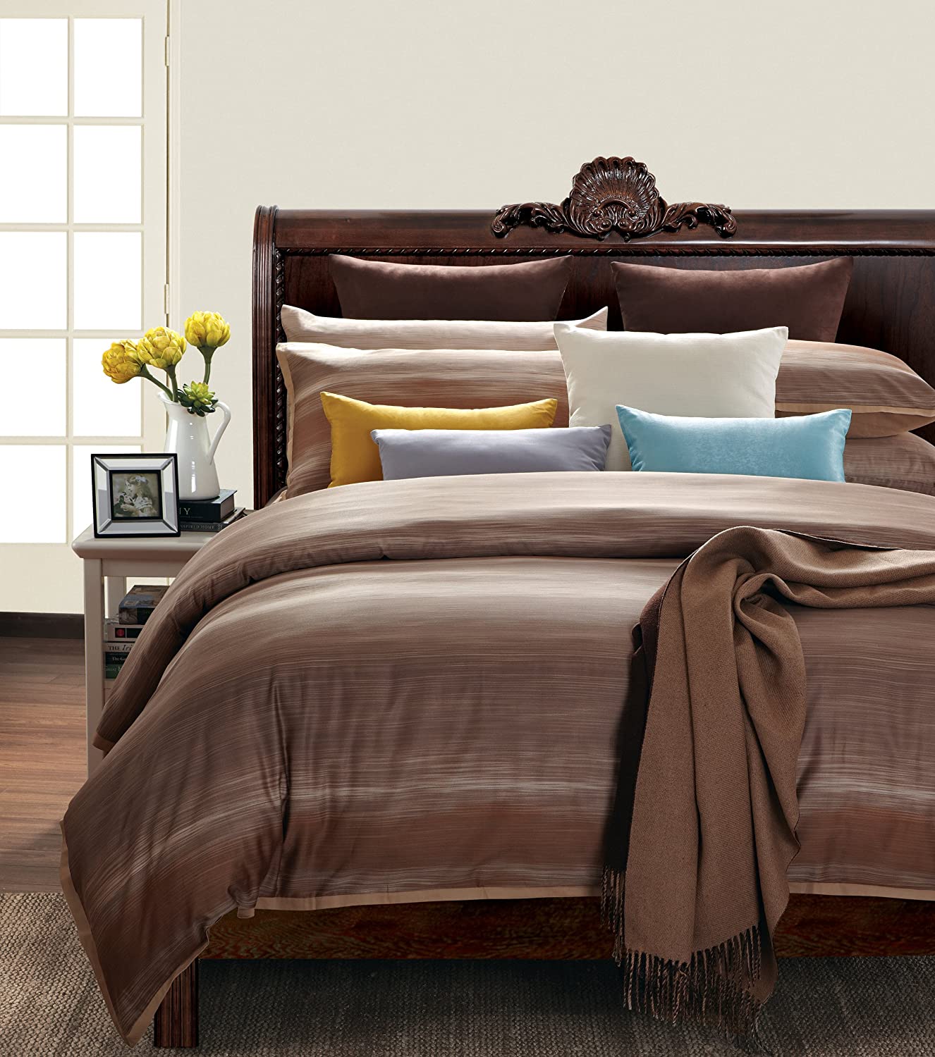 Price:$110.07 Sahara Sun 300 Thread Count 100-Percent Cotton 7-Piece Duvet Set, Queen : Home & Kitchen