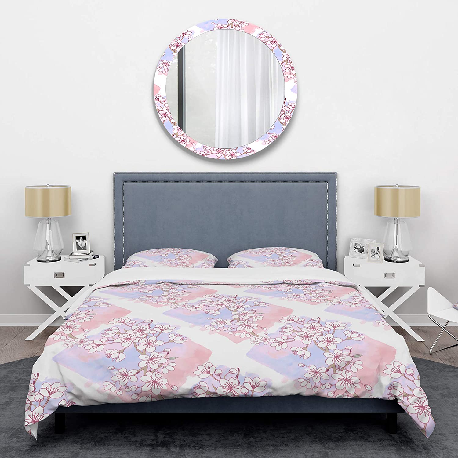 Price:$120.04 'Retro Pink Flower Pattern I' Mid-Century Modern Duvet Cover Set : Home & Kitchen