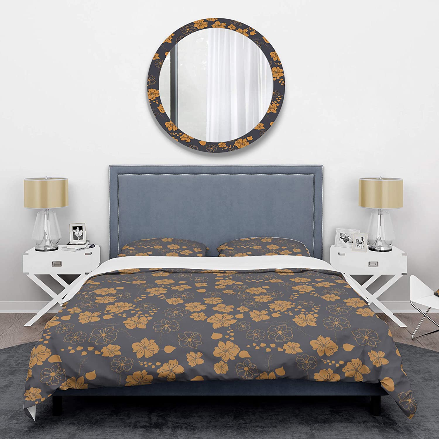 Price:$85.79 'Retro Handdrawn Poppies II' Mid-Century Modern Duvet Cover Set : Home & Kitchen