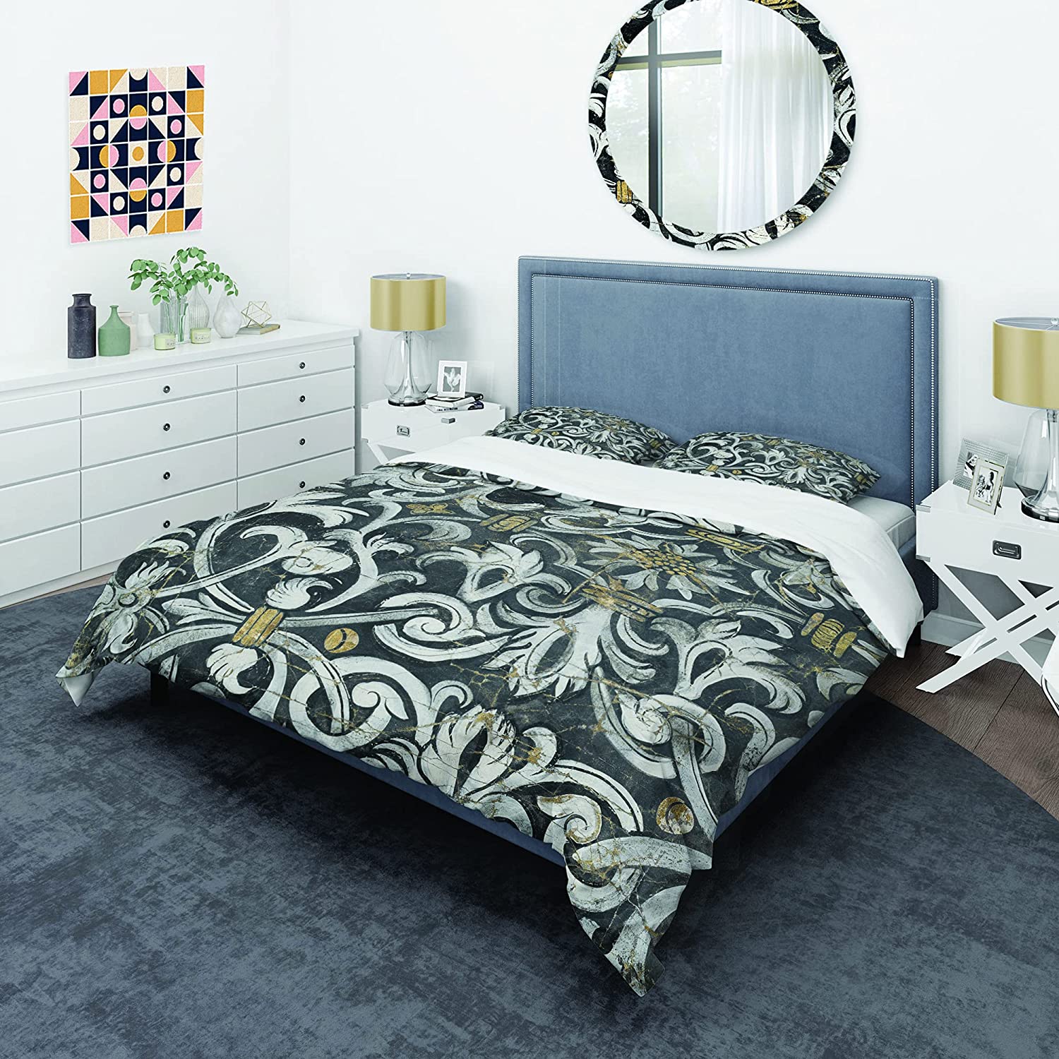 Price:$120.04 'Gold Mettalic Floral Strapwork' Glam Duvet Cover Set : Home & Kitchen
