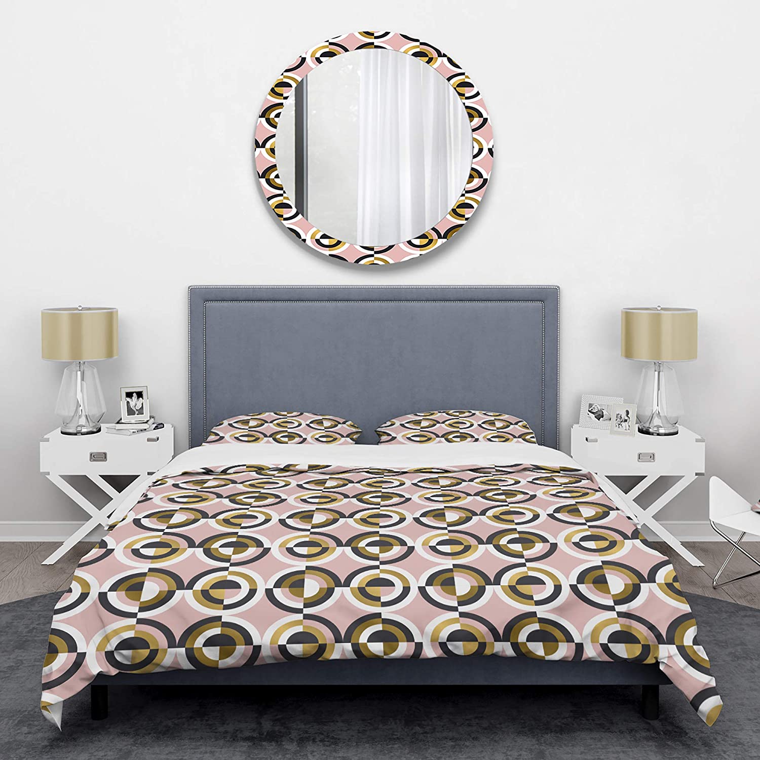 Price:$120.04 'Abstract Geometric Circular Retro I' Mid-Century Modern Duvet Cover Set : Home & Kitchen
