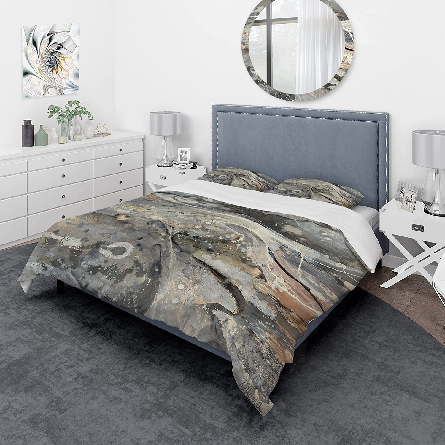 Price:$85.76 'Fire and Ice Minerals VI' Geometric Duvet Cover Set : Home & Kitchen