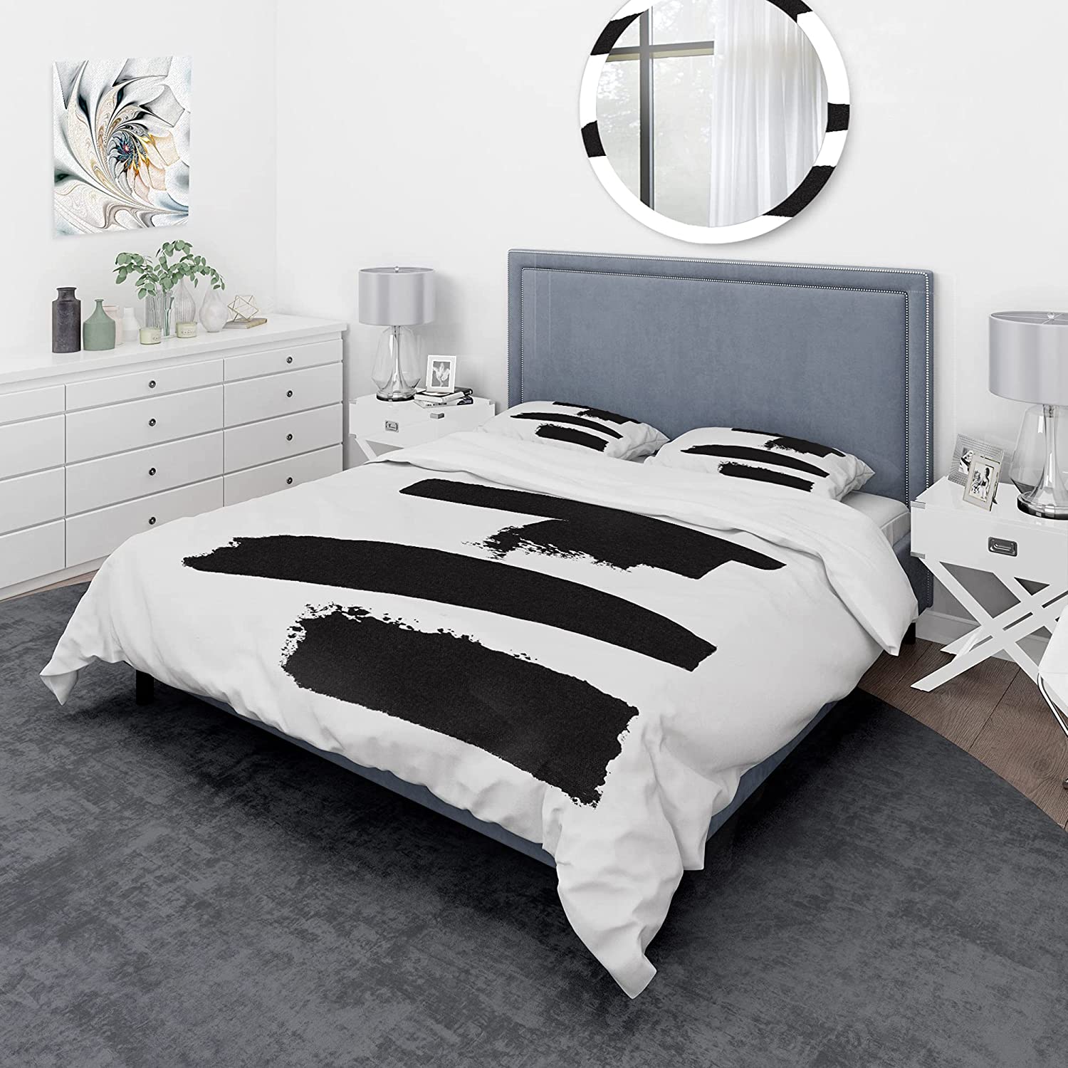 Price:$120.04 'Black and White Geometric Company I' Geometric Duvet Cover Set : Home & Kitchen