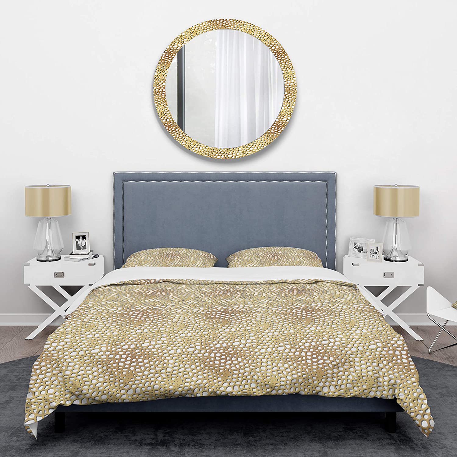 Price:$120.09 'Golden Maze' Mid-Century Modern Duvet Cover Set : Home & Kitchen