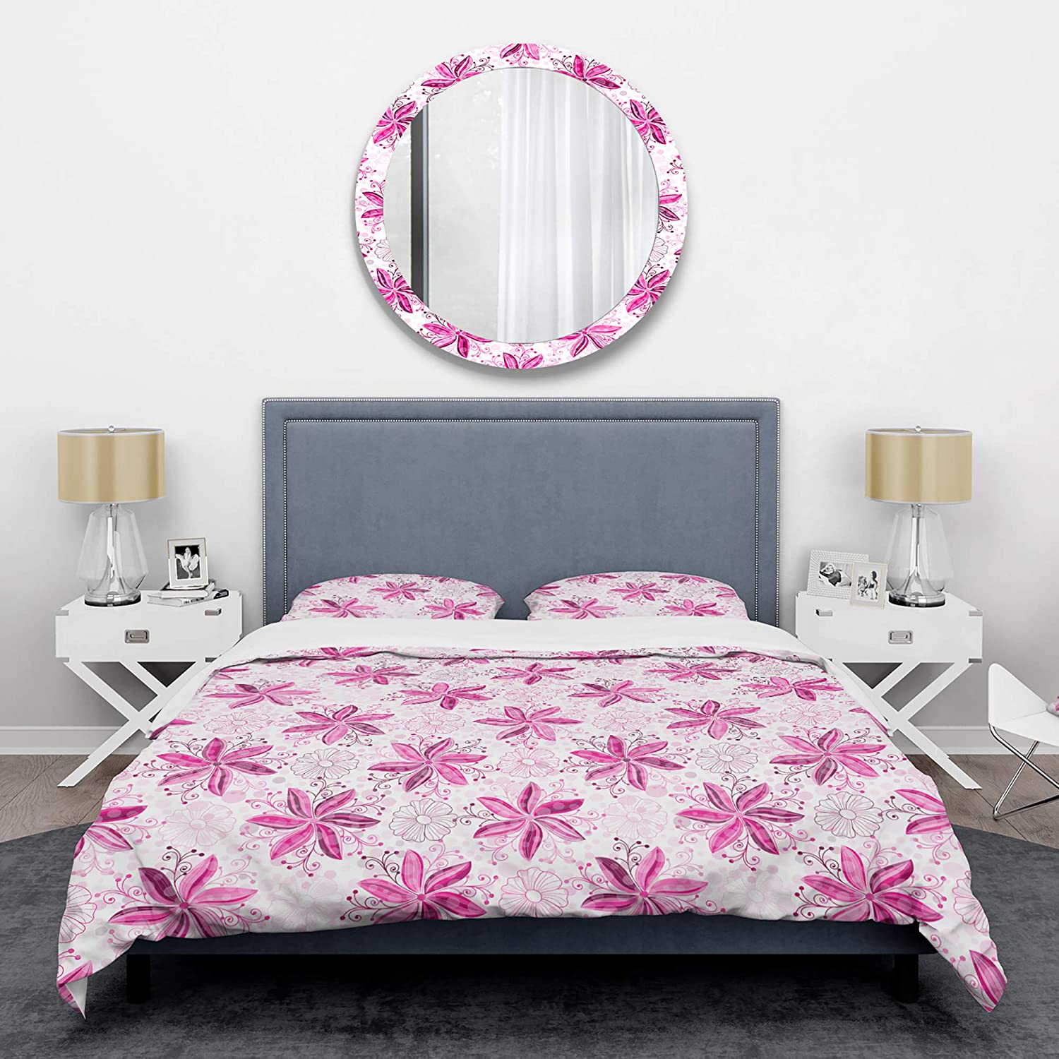 Price:$85.76 'Retro Floral Pattern XII' Mid-Century Modern Duvet Cover Set : Home & Kitchen