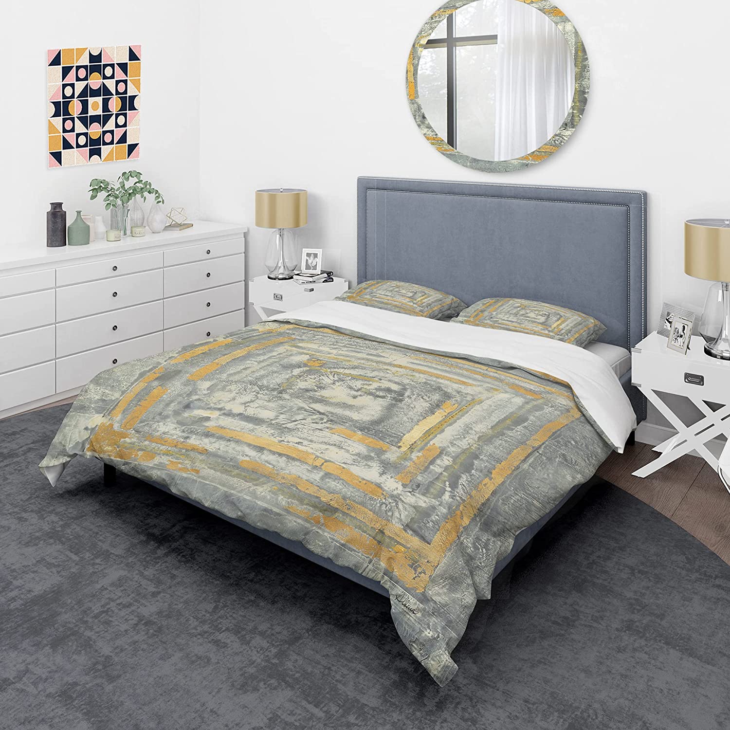 Price:$120.09 'Gold Glam on Grey Tapestry II' Glam Duvet Cover Set : Home & Kitchen