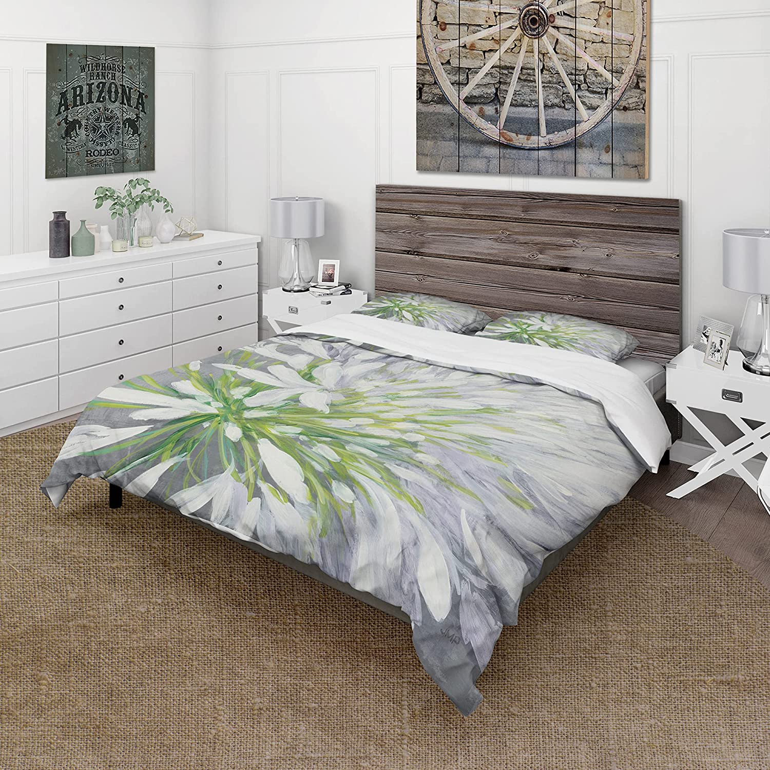 Price:$109.78 'Flower Cleome Splash II' Cottage Duvet Cover Set : Home & Kitchen