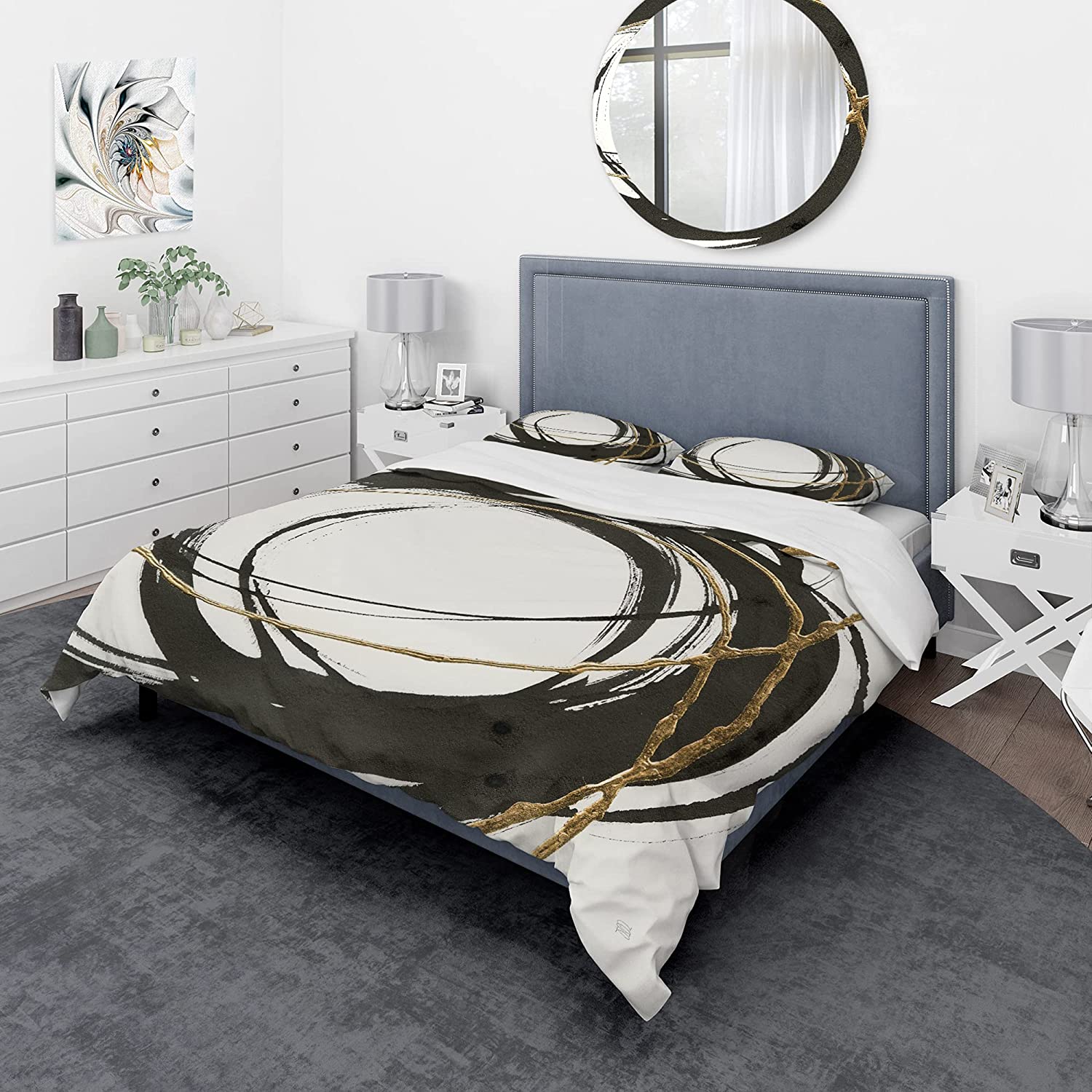 Price:$120.04 'Gold Glamour Circle III' Geometric Duvet Cover Set : Home & Kitchen