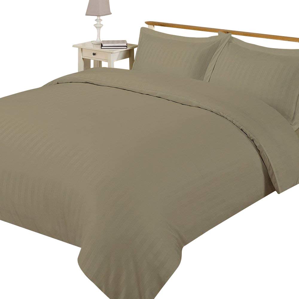 Price:$34.99 600-Thread-Count Egyptian Cotton Duvet Cover Set - Full/Queen, Taupe Stripe : Home & Kitchen