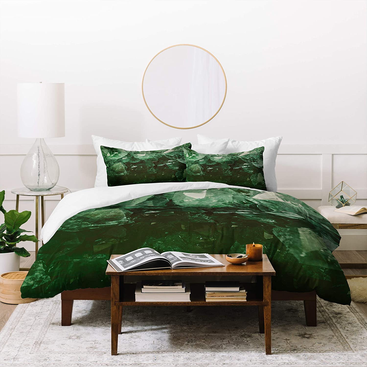 Price:$177.55 Designs Leah Flores Emerald Gem Duvet Set with Two Pillow Shams, Queen/Full, Green : Home & Kitchen