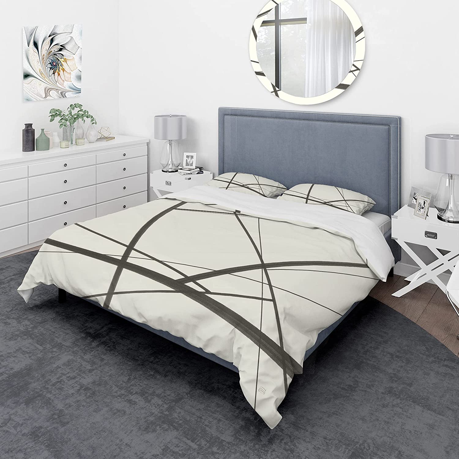 Price:$85.76 'Minimalist Black and White IV' Geometric Duvet Cover Set : Home & Kitchen