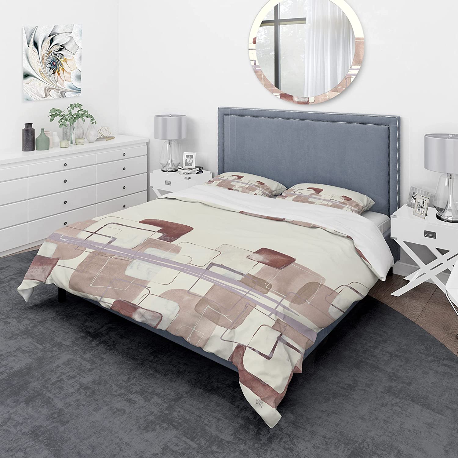 Price:$109.78 'Watercolor Minimal Boxes I' Geometric Duvet Cover Set : Home & Kitchen