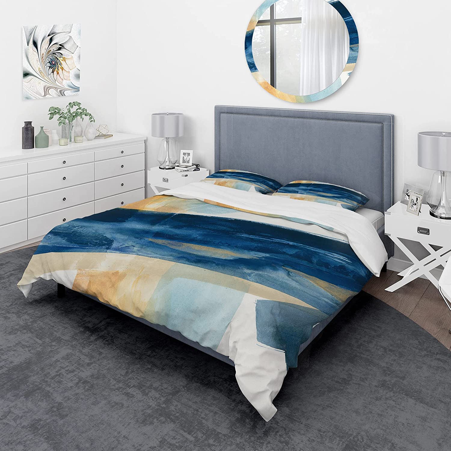 Price:$120.04 'Indigo Panel I' Geometric Duvet Cover Set : Home & Kitchen