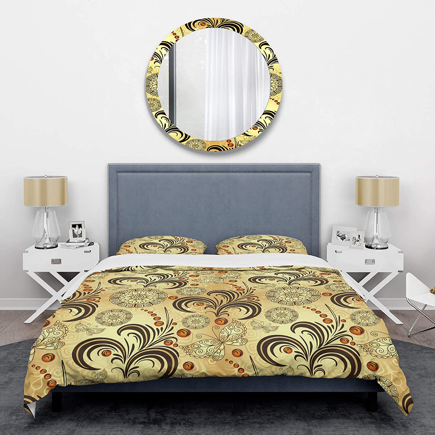 Price:$120.09 'Golden Luxury Pattern I' Mid-Century Modern Duvet Cover Set : Home & Kitchen