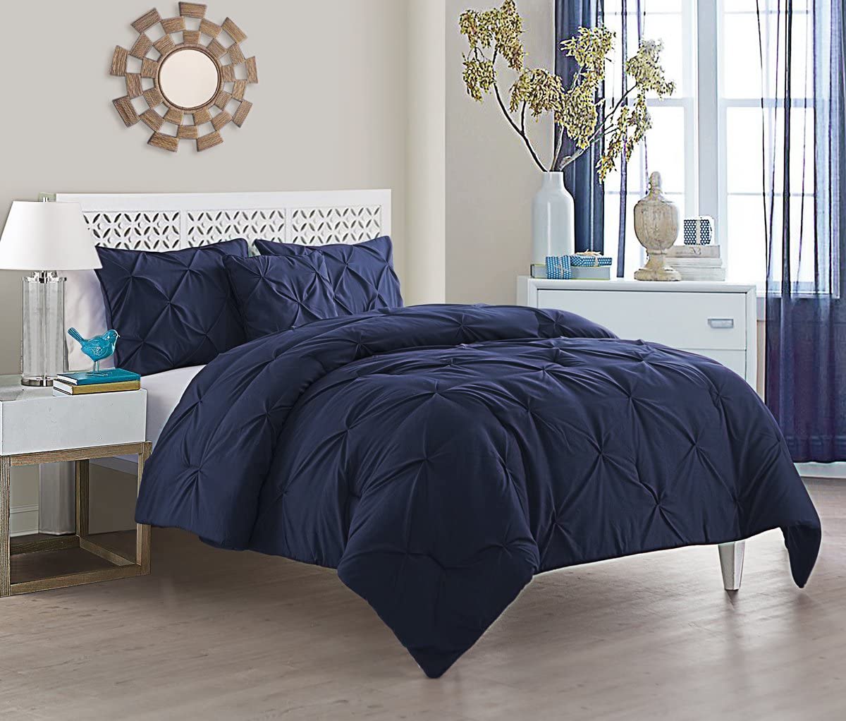 Price:$53.99 Home | Carmen Collection | Super Soft Microfiber Comforter, Cozy and Relaxing 4 Piece Bedding Set, Chic and Modern Design for Home Décor, Queen, Navy : Home & Kitchen
