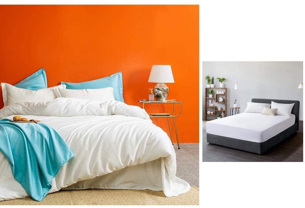 Price:$110.99 Ultra Soft 100% Cotton Pearl White Duvet Cover Set and Deep Pocket Fitted Sheet : Home & Kitchen