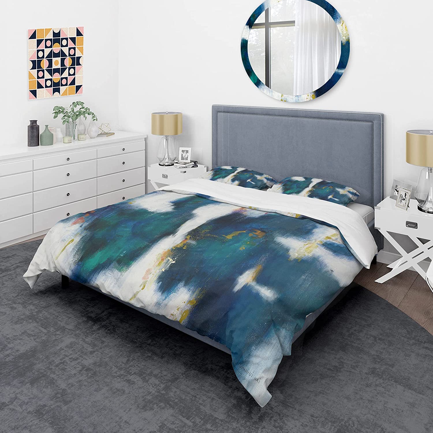 Price:$109.78 'Blue Glam Texture I' Glam Duvet Cover Set : Home & Kitchen