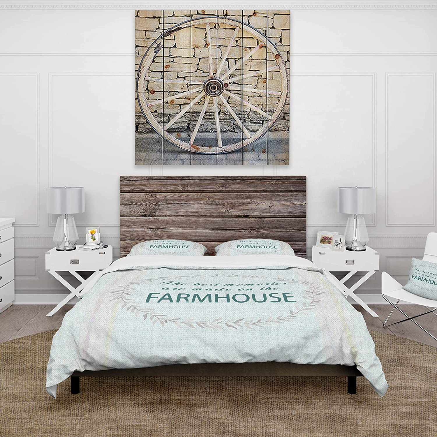 Price:$109.78 'Farmhouse Florals XVI' Farmhouse Duvet Cover Set : Home & Kitchen