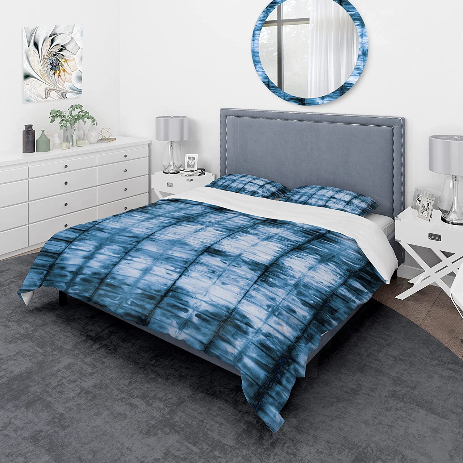 Price:$120.04 'Indigo Watercolor Geometrical IV' Geometric Duvet Cover Set : Home & Kitchen