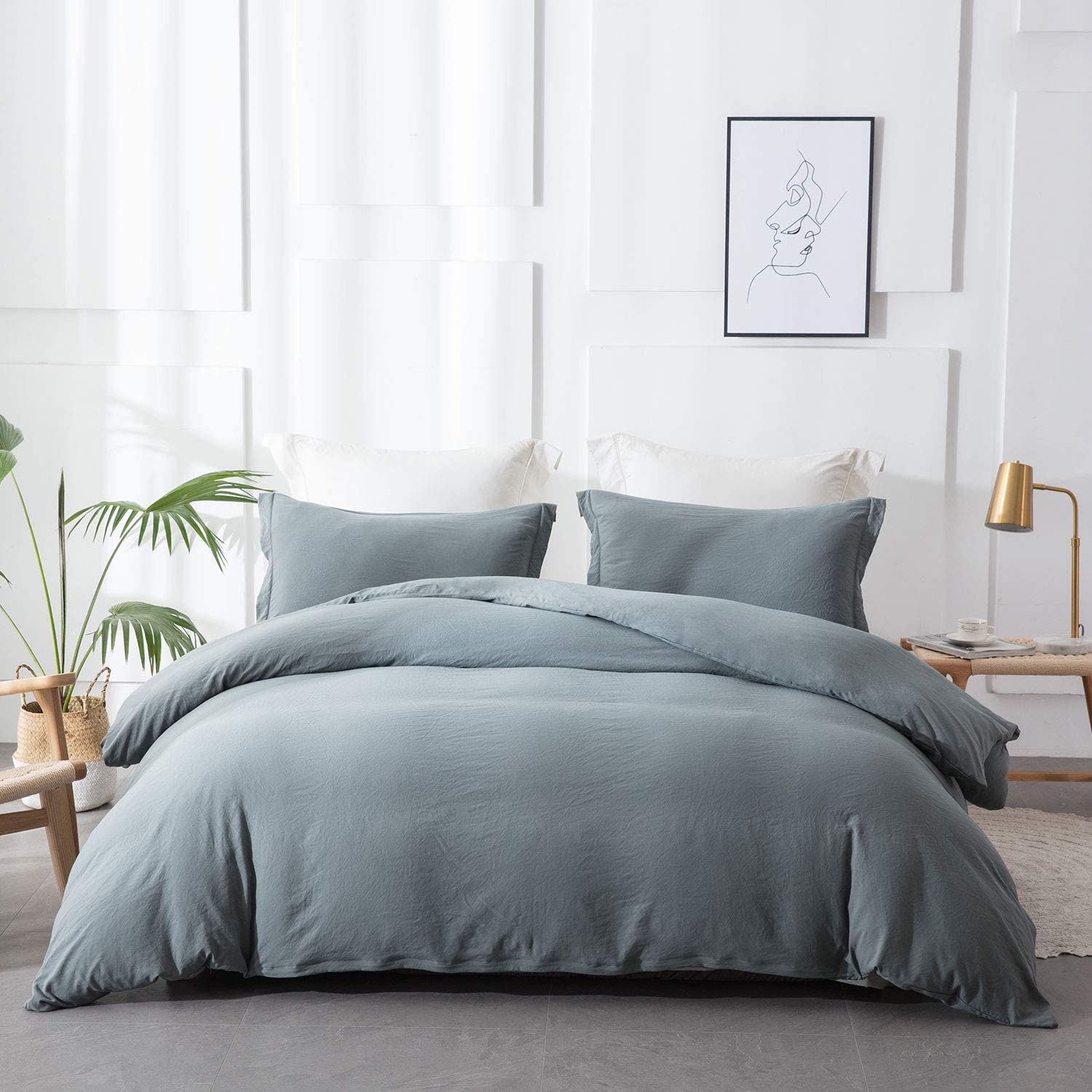 Price:$36.99 Housing Duvet Covers Queen Size, Soft Duvet Cover with Hidden Zipper Closure & Corner Ties, 3 Pieces Grey Duvet Cover Queen Set- 1 Duvet Cover+2 Pillowcases : Everything Else