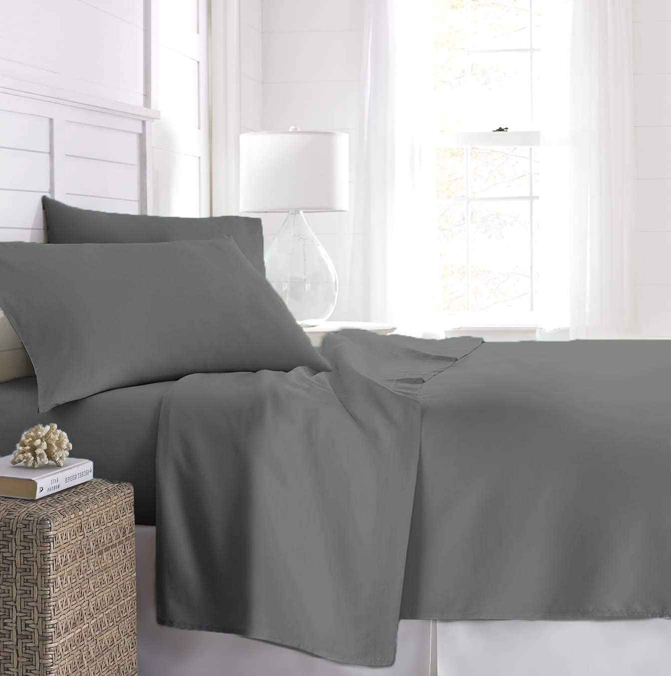 Price:$29.99 Hotel Collection King Fitted Sheet, Set of 2 Sheets with Deep Pockets, Gray : Home & Kitchen