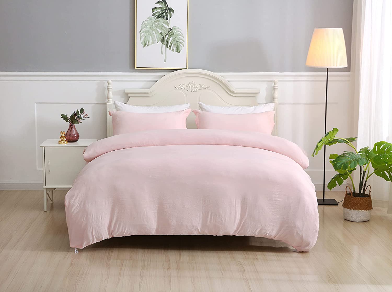 Price:$22.99 Duvet Cover Set, 100% Washed Crinkle Microfiber Duvet Cover Set with Corner Ties, 3 Pieces Ultra Soft and Breathable Duvet Cover Set Include Pillow Shams (Cloud Pink, Full) : Home & Kitchen