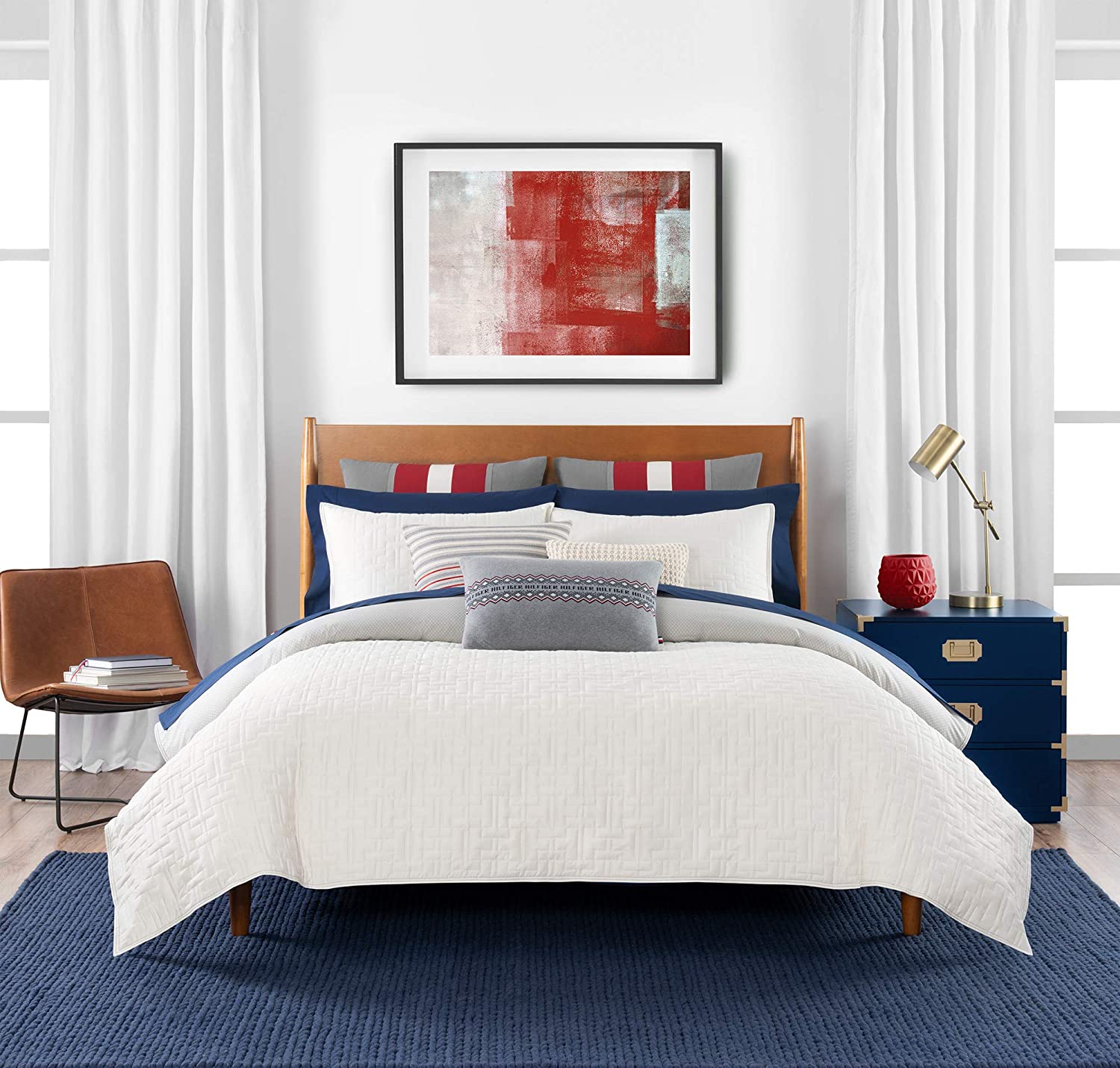 Price:$98.93 Hilfiger Quilted Monogram Duvet Cover Set : Home & Kitchen