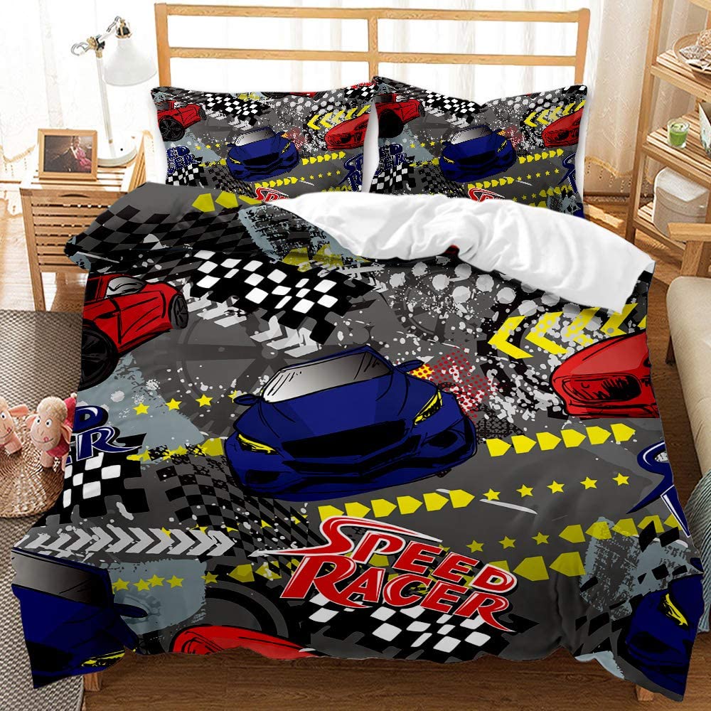 Price:$42.99 Car Bedding Set Twin Size 3pcs Duvet Cover Set 3D Sports Car Comforter Cover Bedding Boy's Sport Decor Bedspread Cover for Kids Teens Boys Modern Style Quilt Cover 2 Pillow Case : Home & Kitchen