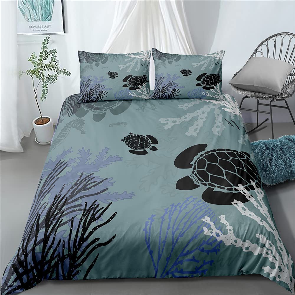 Price:$47.99 Sea Turtle Bedding Sets 3 Pieces Boho Mandala Duvet Cover Neon Colorful Ocean Animals Comforter Cover Bedspreads Full Size with 2 Pillowcases : Home & Kitchen