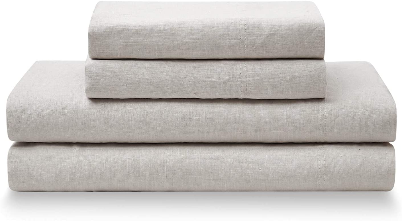 Price:$88.90 French Linen Sheet Set - Cozy, Skin-Friendly, and Eco-Friendly 100% French Linen Sheets Collection, 4-Piece Set Includes Flat Sheet, Fitted Sheet, and 2 Pillowcases – FULL, Khaki : Home & Kitchen