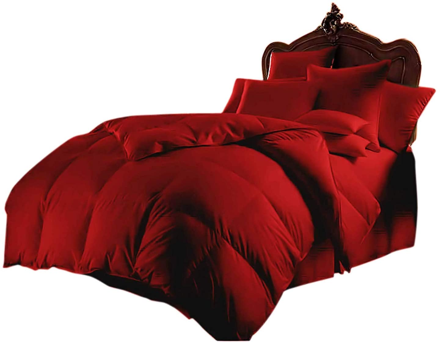 Price:$176.25 1000 Series 4 Pieces Goose Down Alternative Warm Comforter Set ( Comforter + BedSkirt + 2 Pillowcases ) 600 GSM Quilt Duvet Insert Egyptian Cotton Over-Size Queen Wine Red 98'' x 98'' : Home & Kitchen