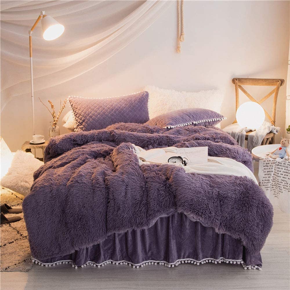 Price:$39.99 Fluffy Bedding Cover 100% Velvet Flannel 1PCS Duvet Cover (1 Duvet Cover), Solid Color, No Inside Filler, Zipper Closure (Purple, Queen (1pc Duvet Cover)) : Home & Kitchen