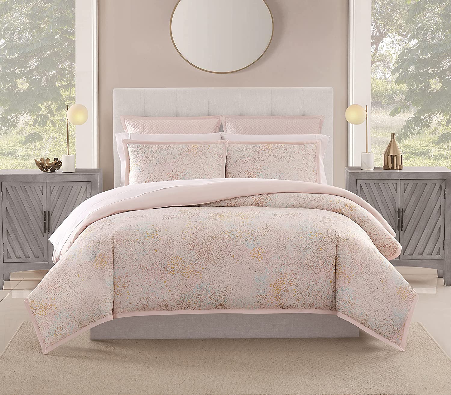 Price:$150.03 - King/California King 3 Piece Duvet Cover and Sham Set - Soft Watercolor Confetti Print - Linstrom Collection - Tan,DCS4168KC-1800 : Everything Else