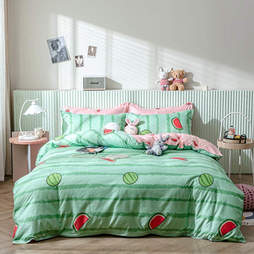 Price:$31.00 Duvet Cover Striped King Watermelon Bedding Set Comforter Cover with Zipper Closure Reverse Pink Summer Fruit Theme with 2 Pillowshames : Home & Kitchen