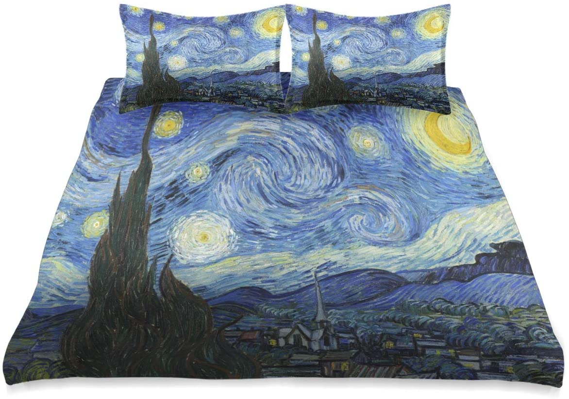 Price:$78.99 Bedding Set 3 Piece Van Gogh Starry Night Art Comforter Polyester Bed Set Quilt Cover King Size for Girls Dults Baby Boy : Everything Else