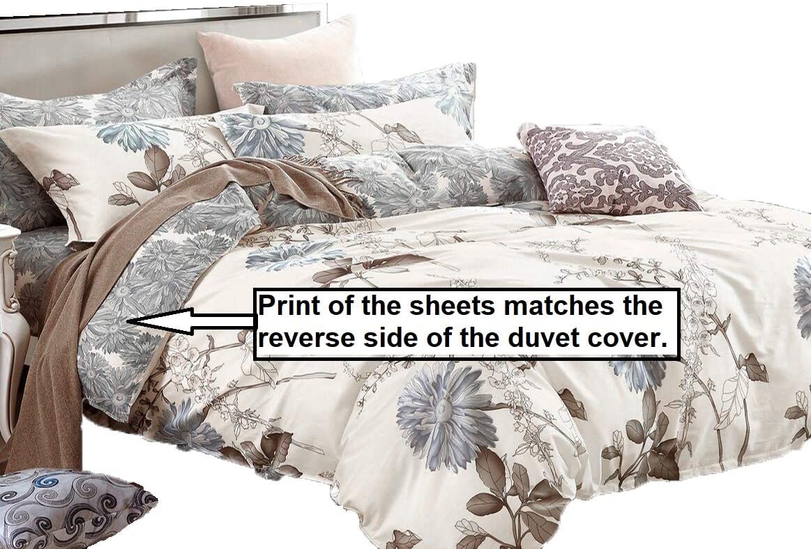 Price:$72.99 Beddings Daisy Silhouette 100% Cotton Sheet Set : Fitted Sheet, Flat Sheet and Two Matching Pillowcases (Queen) : Home & Kitchen