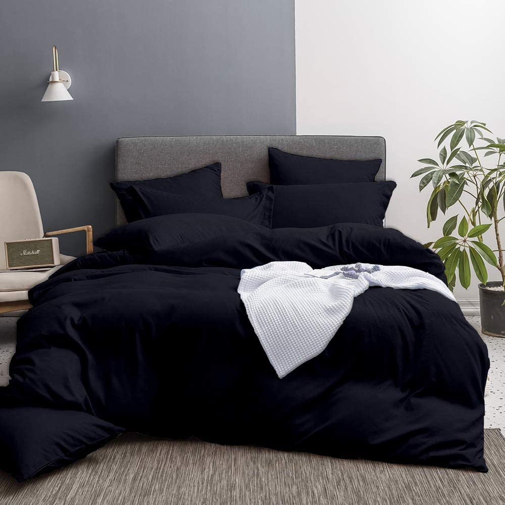 Price:$84.99 Luxury 800 Thread Count Long Staple Egyptian Cotton King/Cal-King 104x90 Size 3-Pieces Duvet Cover Set Hidden Zipper Closer & Corner Ties Breathable and Fade Resistant Navy Blue Solid : Home & Kitchen