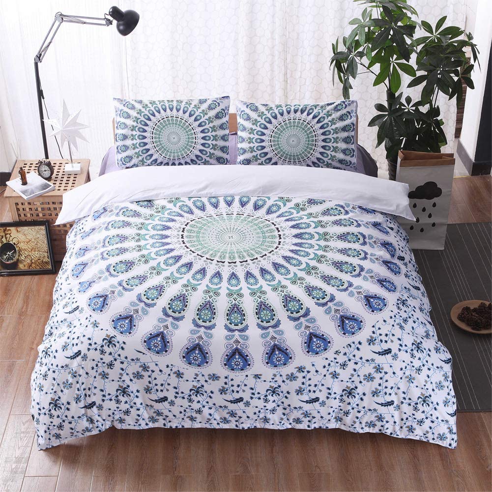 Price:$30.99 Bohemian Mandala Duvet Cover Set Queen Size (90x90 Inch) Bedding Duvet Cover Zipper Closure and 2 Pillowcases, Bedding Set for Boys, Girls, Kids and Teens (Green, Twin) : Home & Kitchen