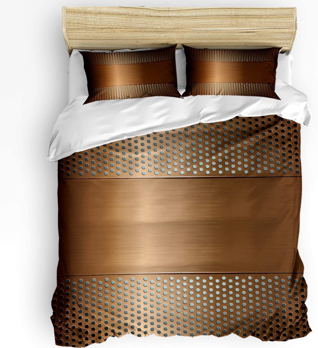 Price:$117.10 Cover Set Printed 3 Pcs Bedding Set King Size Include 1 Cover, 2 Pillow Shams Copper Metal Mesh Texture Pattern Soft Comforter Quilt Cover Sets for Children/Adults : Home & Kitchen